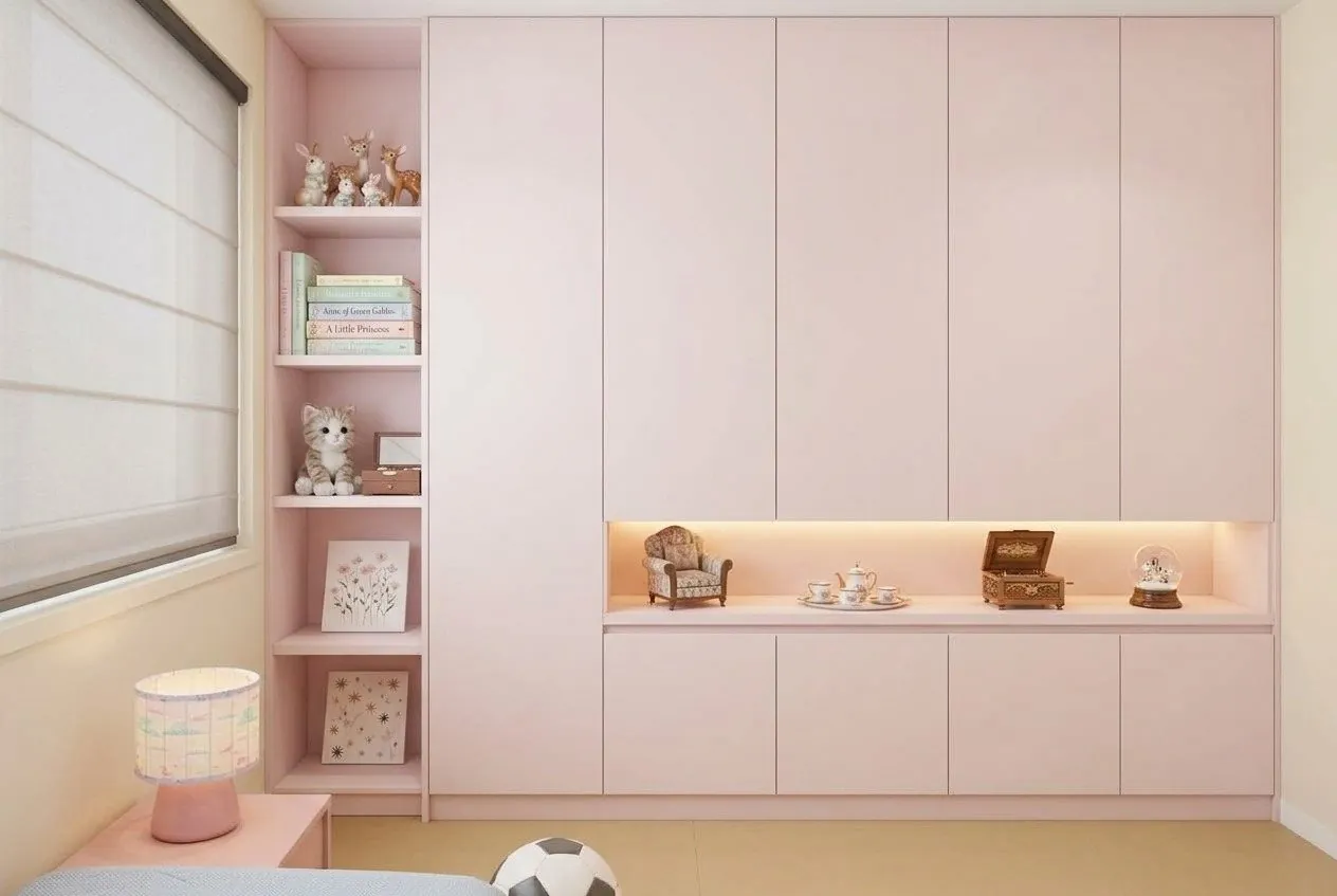 Quarto infantil rosa projetado sob medida